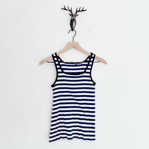 Sonia Rykiel Women's Navy Blue White Striped Tank Top Size XS
